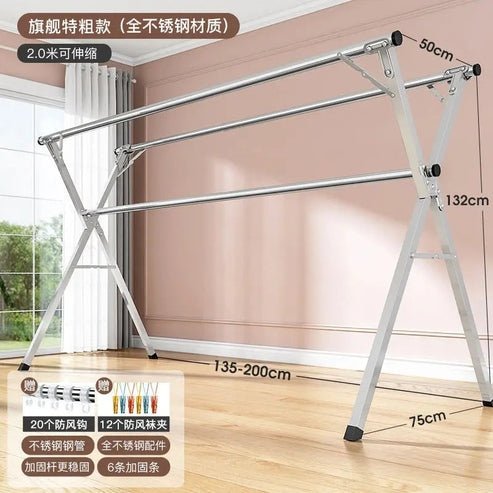 Telescopic Stainless Steel Drying Rack for Indoor & Outdoor Use
