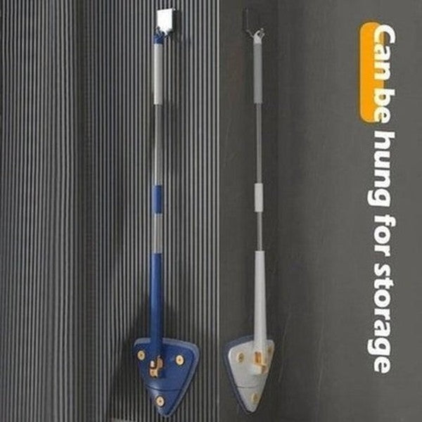 360° Rotary Triangular Shaped Self-Wringing Floor Mop, Upgrade Extendable Cleaning Mop, Reusable Spin Mop, For Floor, Ceiling, Wall, Car Window. Household Cleaning