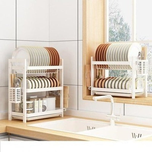 Multi-functional Pantry Kitchen Counter Shelf Organizer Dish Drainer Tableware Drainboard Bowl Plate Drying Rack Spice Storage. Type: Dish Racks & Drain Boards