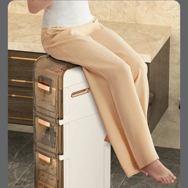 Multi-Layer Floor-to-Ceiling Storage Cabinet | Versatile Kitchen & Bathroom Organizer