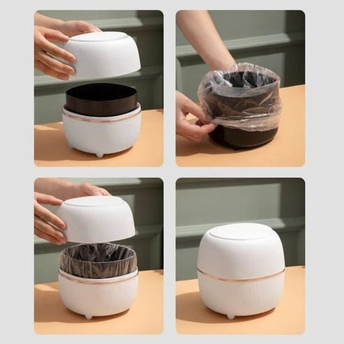 Elegant Mini Desk Trash Can with Pop-Up Lid | Multifunctional Waste Bin for Office & Home