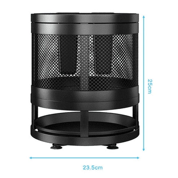 Rotating Black Metal Round Knife Holder. Rotary Kitchen Knife Holder, Tableware Cutting Board Integrated Shelf.