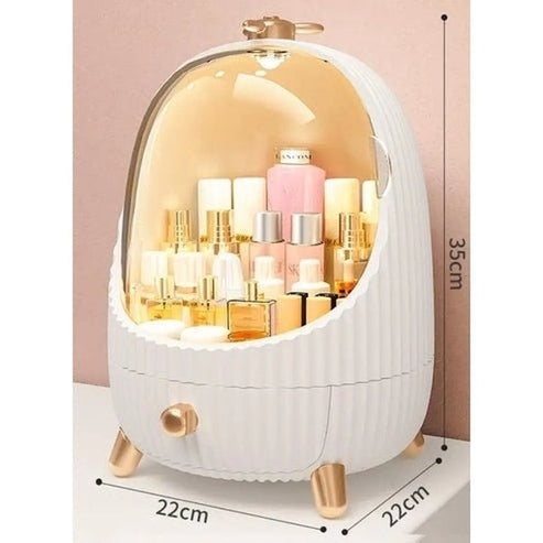 LED Makeup Organizer Box with Drawer and Dust-Proof Cover