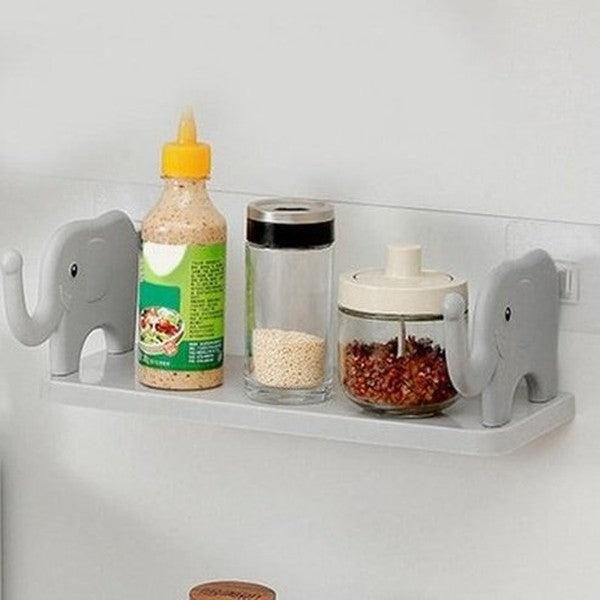 Cartoon Elephant Wall Mount Shelf Strong Load Bearing Wall Mounted Small Elephant Multifunctional Wall Hanging Spice Organizer. Bathroom Accessory Mounts