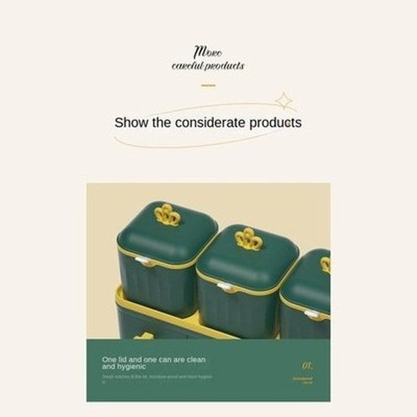 Multi-Grid Seasoning Box with Spoon Salt Monosodium Glutamate Pepper Household Condiment Combination Set. Kitchen Organizers. Type: Spice Organizers.