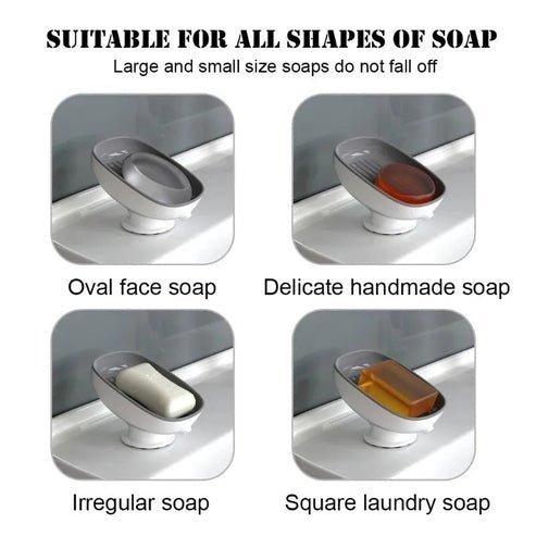 Super Suction Portable Self-Draining Soap Dish for Bathroom