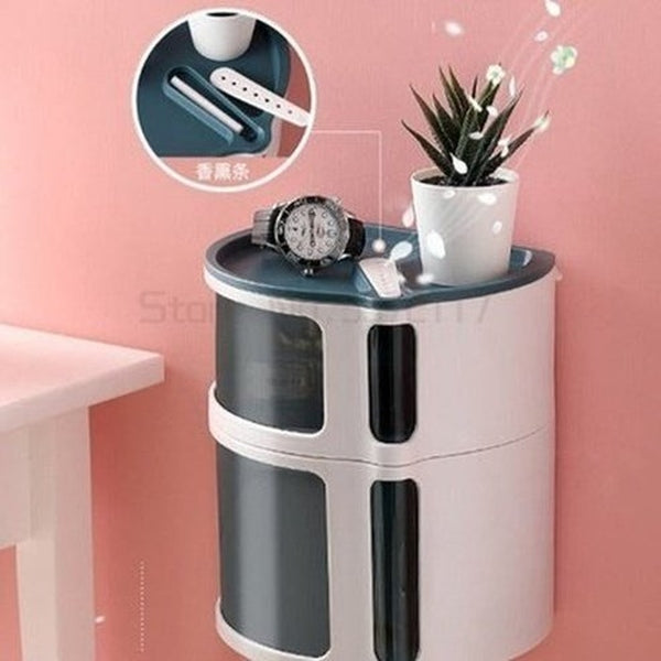 Modern Simple Multifunctional Shelf Creative Sliding Door Tissue Box Wall Mounted Plastic Shelf Stackable