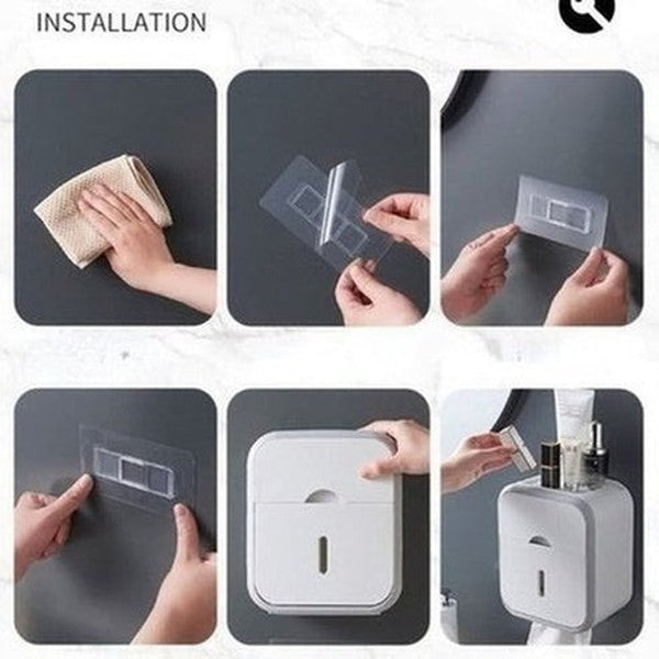 Punch-free Toilet Paper Holder Box Waterproof Tissue Storage Box Wall Mounted Bathroom Shelf Kitchen Bathroom Storage Holder. Type: Toilet Paper Holders.