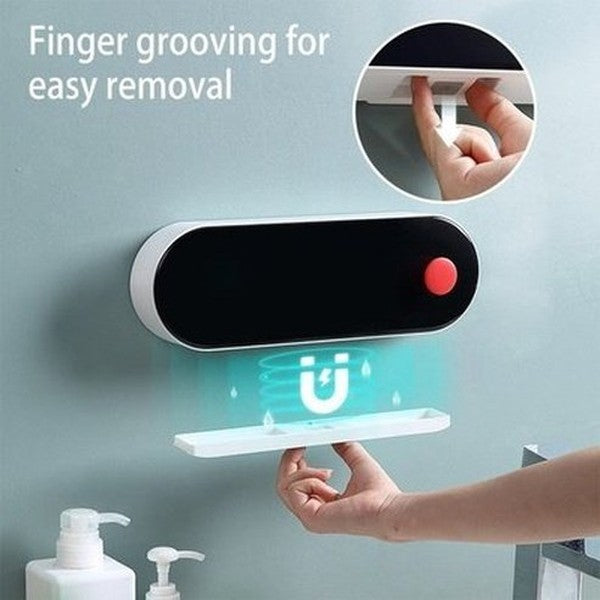 Wall Mounted Holder Punch Free Dorm Bathroom Washroom Cleaning Brush Draining Rack Dish Organizer Case Gray Long Style. Bathroom Accessories: Soap Dishes and Holders.