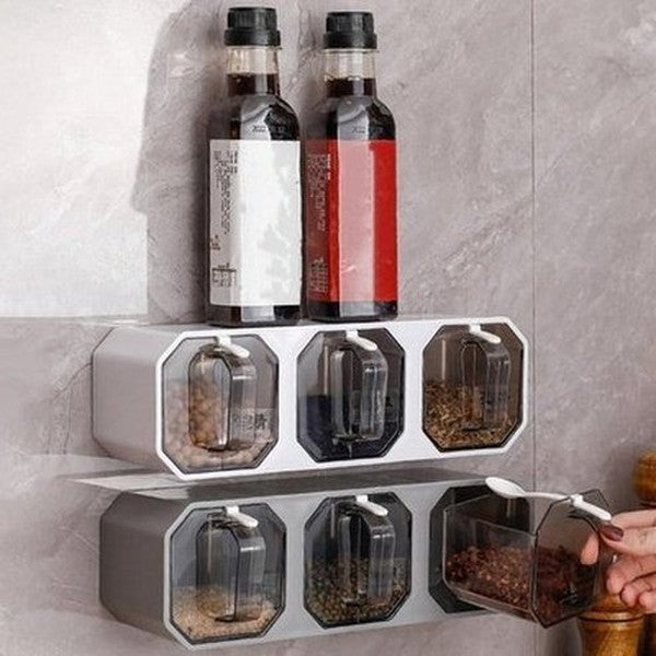 Elevate your culinary game with our 3-grid seasoning boxes set - wall-mounted, transparent, and drawer-designed for ultimate moisture protection: Spice Organizers.