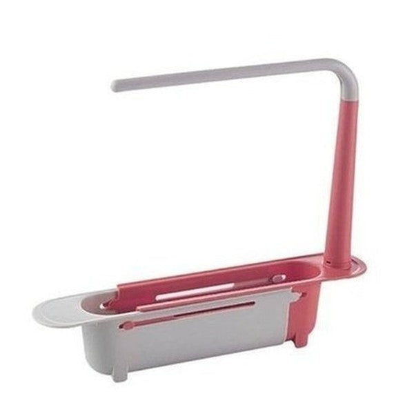 Large Capacity Adjustable Telescopic Kitchen Storage Sponge Rack with Drainage Holes, Organizer Cleaning Utensils Like Dish Soap, Scouring Pad, Cutlery.