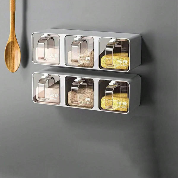Wall-Mount Spice Organizer Box Set with Spoons