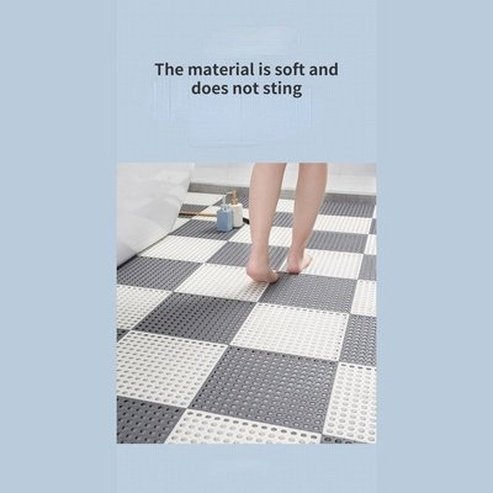 1 Pack Interlocking Non Slip Drainage Floor Tiles, 11.8 X 11.8 Inch Soft PVC Bath Shower Floor Mat with Suctions Cups. Bathroom Accessories: Bath Mats & Rugs.