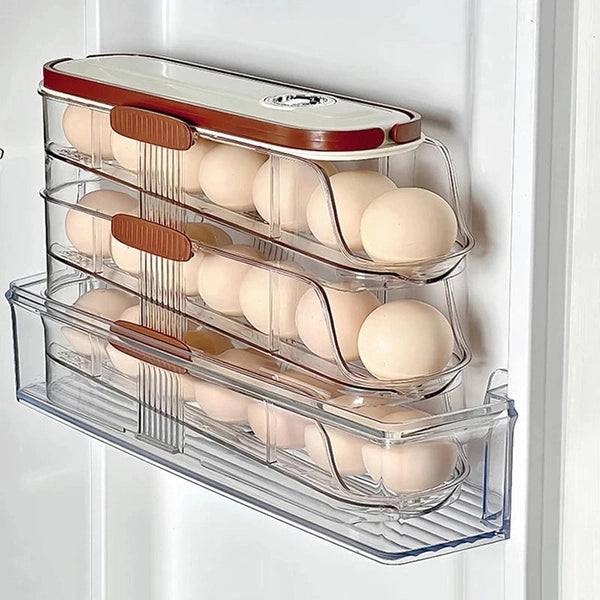 Egg Holder for Refrigerator - Automatic Rolling Storage Box