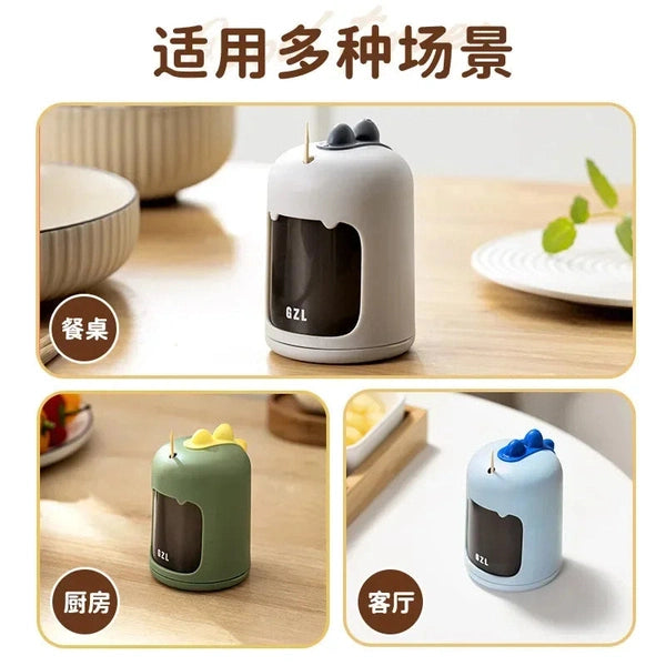 Cute Dinosaur Automatic Toothpick Holders Household Table Toothpick Storage Box