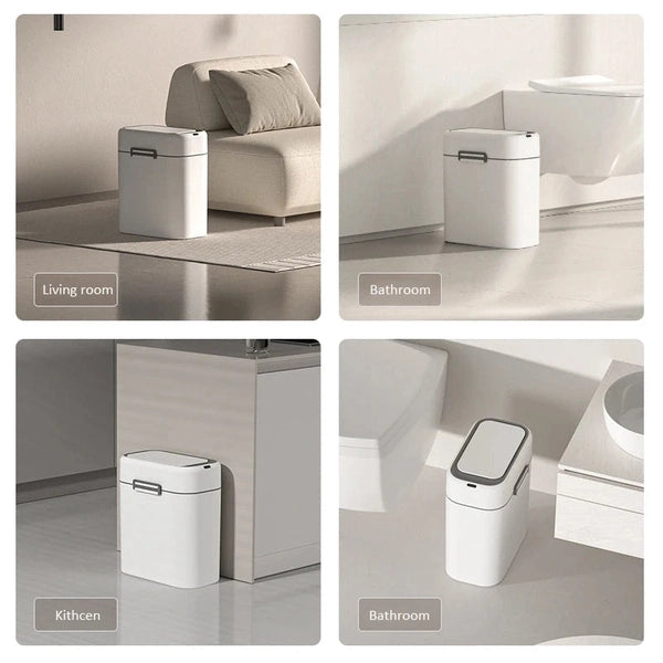 Automatic Sensor Trash Can with Lid for Bathroom, Trash Bin, Toilet Paper Basket
