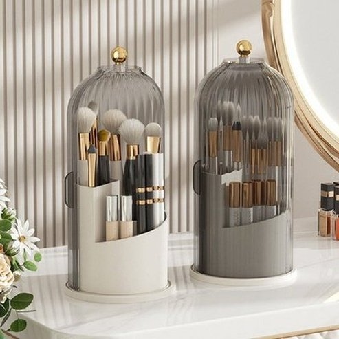 360° Rotating Makeup Brush Holder with Lid Luxury Cosmetic Organizer Lipstick Eyebrow Pencil Eyeshadow Storage Box. Storage & Organization: Household Storage Containers