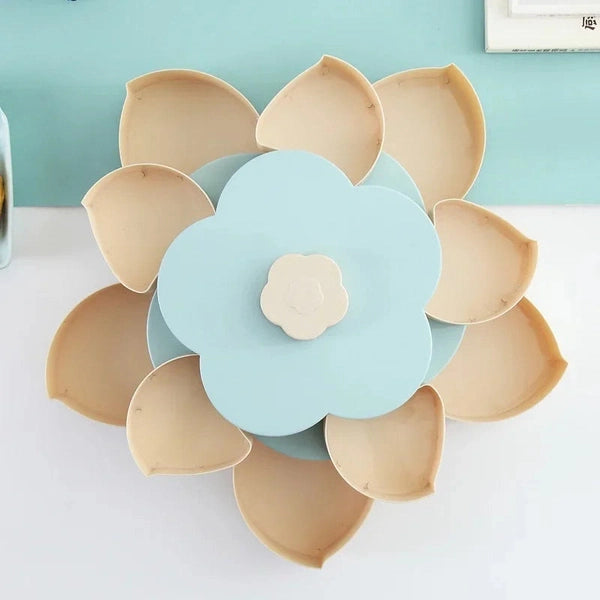 2-layer Petal-shaped Rotating Snack Box, Candy Tray Food Storage Box