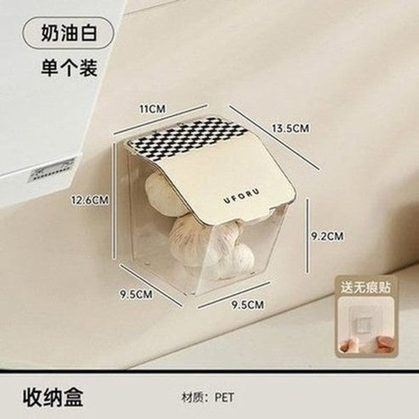 Wall Mount Spice Organizer, Storage Basket, Punch-Free Kitchen Preservation Storage. Spice Storage Box, Kitchen Condiment Organizer, Wall-Mounted Without Drilling.