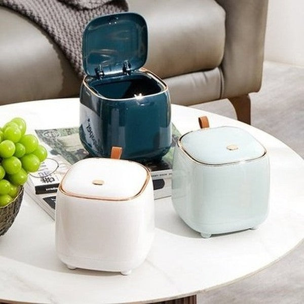 Mini Retro Desktop Trash Can Creative Desktop Waste Bin Garbage Bag Garbage Storage Box Press Flap Fall Prevention Eco-Friendly for Bedroom.