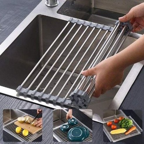 Foldable Stainless-Steel Roll Up Dish Drain Board