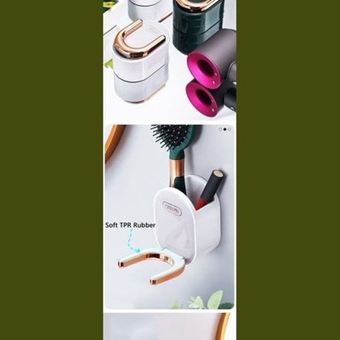 Hair Dryer Rack Wall-Mounted Bathroom Organizer Shelf with Hidden Hook Bathroom Storage Holder. Bathroom Accessories. Type: Bathroom Accessory Mounts.