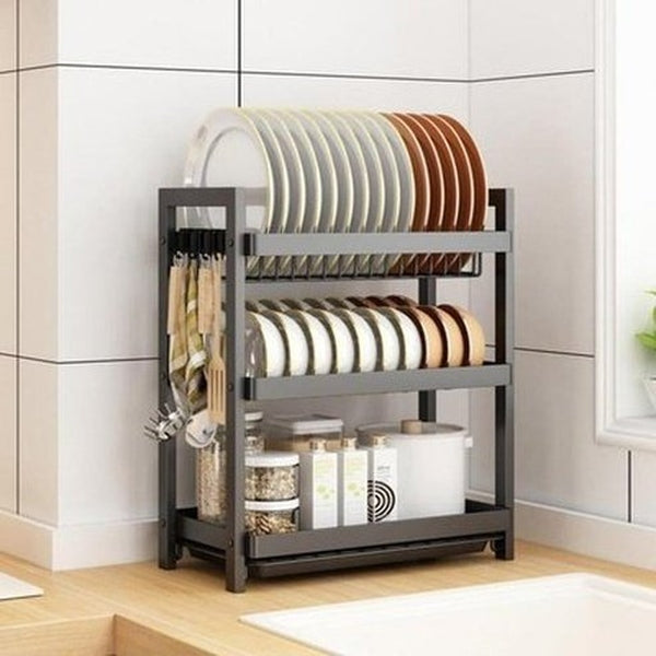 Multi-functional Pantry Kitchen Counter Shelf Organizer Dish Drainer Tableware Drainboard Bowl Plate Drying Rack Spice Storage. Type: Dish Racks & Drain Boards