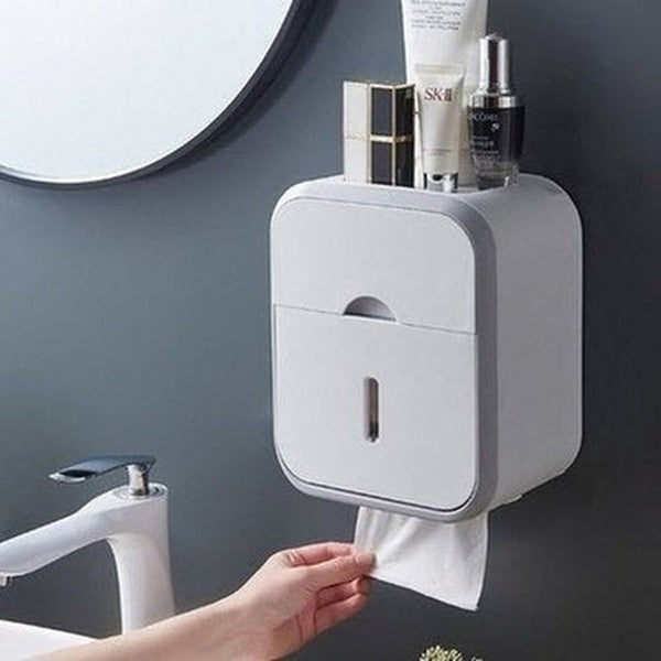 Punch-free Toilet Paper Holder Box Waterproof Tissue Storage Box Wall Mounted Bathroom Shelf Kitchen Bathroom Storage Holder. Type: Toilet Paper Holders.