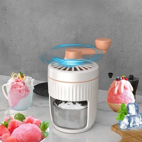 Manual Rotary Ice Crusher | Portable Shaved Ice Machine with Ice Trays