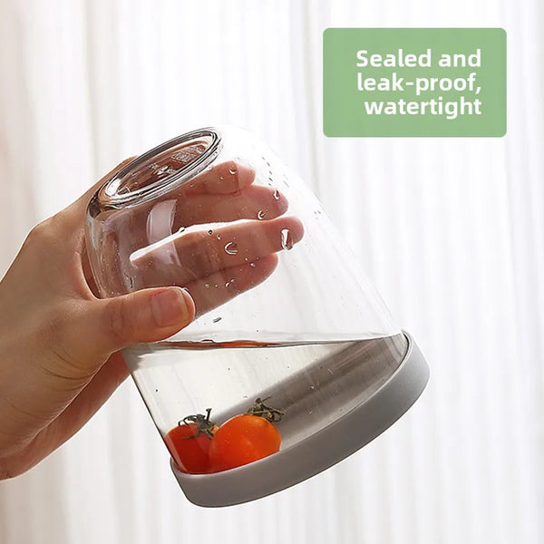 650ml Fruit Salad Cup with Fork, Double Layer Drainage Milk Bottle