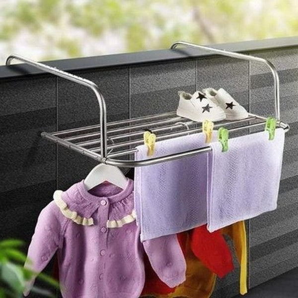Balcony Pole Drying Rack Organizer Shoes Hanger