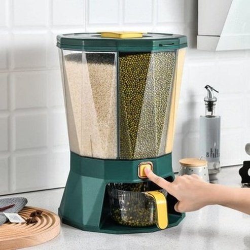 Rotating rice barrel with dosing dispenser. Rotating Rice Barrels Measuring Sub-Grate Rice Barrels Grain Dispenser. Food Storage. Type: Food Storage Containers.