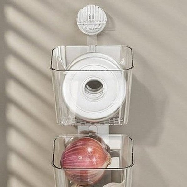 Wall Hanging Home Sundries Suction Cup Storage Basket, Storage Rack, Kitchen Wall Mounted Storage Device, No Punching Ginger. Type: Household Storage Containers.