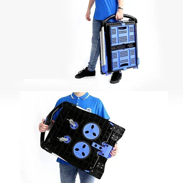 Plastic Foldable Hand Truck, Aluminum Portable Folding Cart Trolley