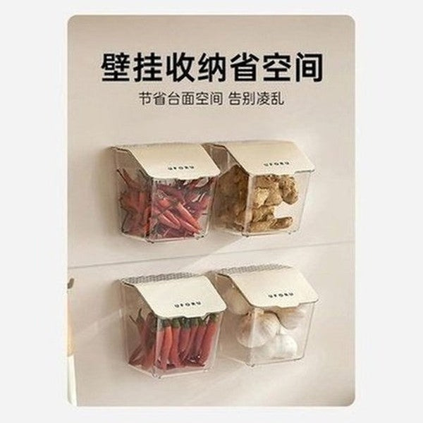 Wall Mount Spice Organizer, Storage Basket, Punch-Free Kitchen Preservation Storage. Spice Storage Box, Kitchen Condiment Organizer, Wall-Mounted Without Drilling.