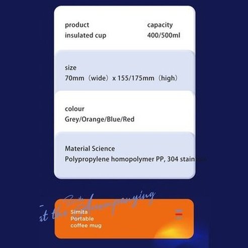 Non-slip Portable Coffee cup with lifting rope