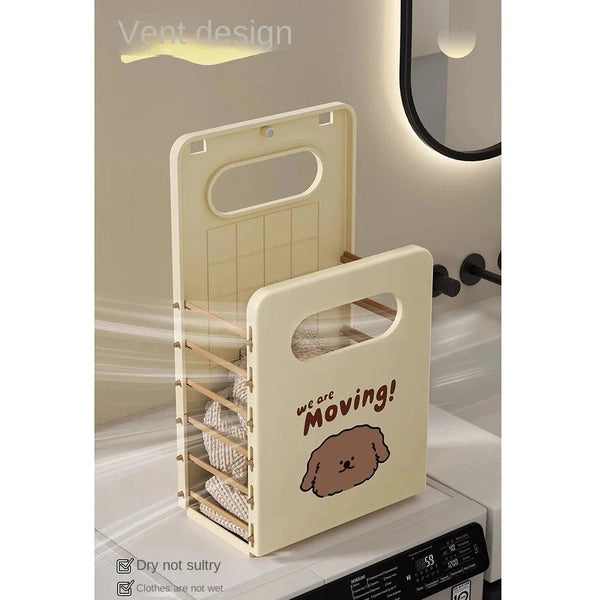 Suction Cup Foldable Laundry Basket, Hollow Out with Handle Dirty Clothes Storage Bins