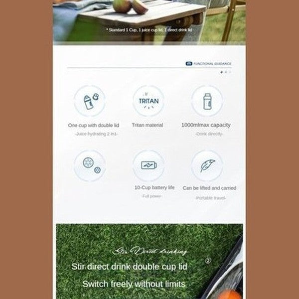 1000ML Portable Blender Bottle 70W Powerful Fresh Juice Blender 2 In 1 Accompanying Cup Orange Juicer Mixers Electric Blender. Type: Food Mixers & Blenders.