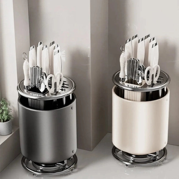 Rotating Knife Holder, Shelf, Kitchen Countertop Chopstick Cage, Knife Holder