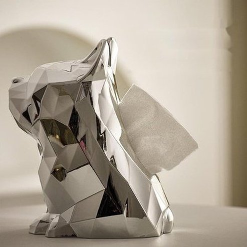 Decorative Tissue Box Bathroom Tissue Box Large Opening Design Light Luxury French Bulldog Electroplated Tissue Dispenser Type: Facial Tissue Holders.