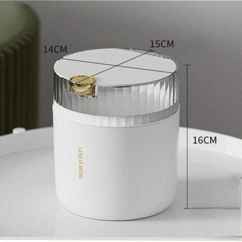 Push-button Opening Desktop Trash Can With Lid