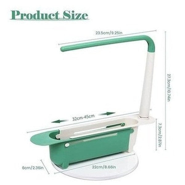 Large Capacity Adjustable Telescopic Kitchen Storage Sponge Rack with Drainage Holes, Organizer Cleaning Utensils Like Dish Soap, Scouring Pad, Cutlery.