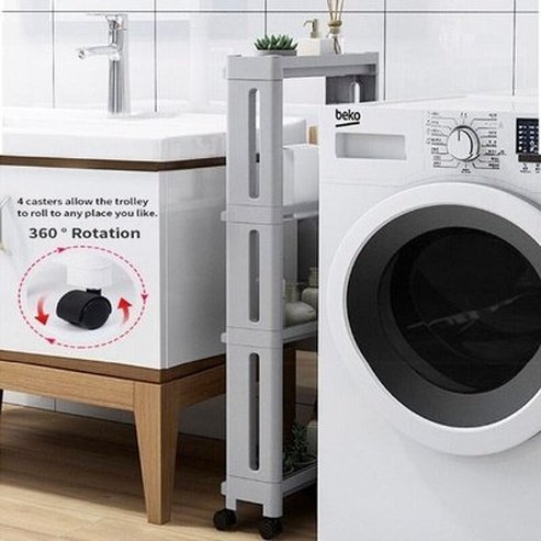 Bath Organizer Shelf Kitchen Storage Rack Shelves Rack with 4 Wheels Removable With Wheels Gap Holder