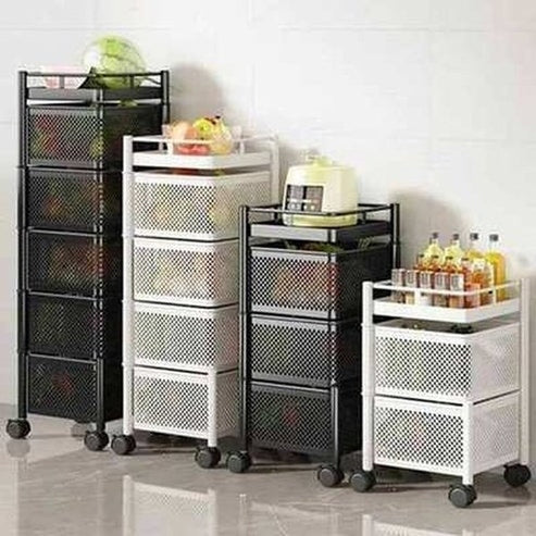 Multipurpose Rotating Kitchen Trolley with Wheels
