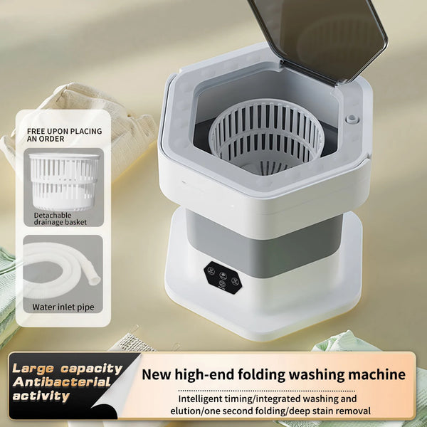 8L Portable Small Foldable Washing Machine with Spin Dryer