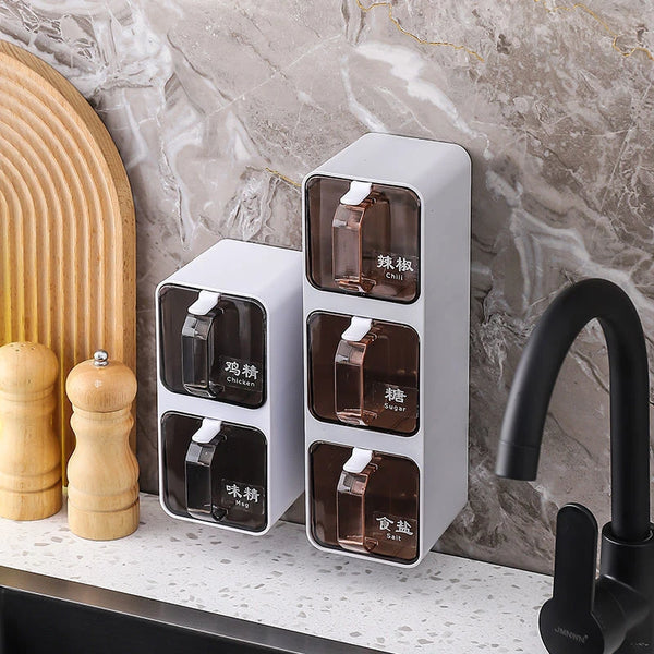 Wall-Mount Spice Organizer Box Set with Spoons
