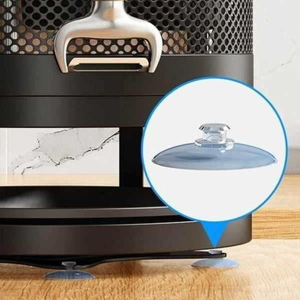 Rotating Black Metal Round Knife Holder. Rotary Kitchen Knife Holder, Tableware Cutting Board Integrated Shelf.