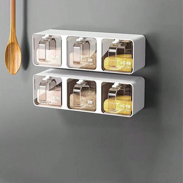 Wall-Mount Spice Organizer Box Set with Spoons