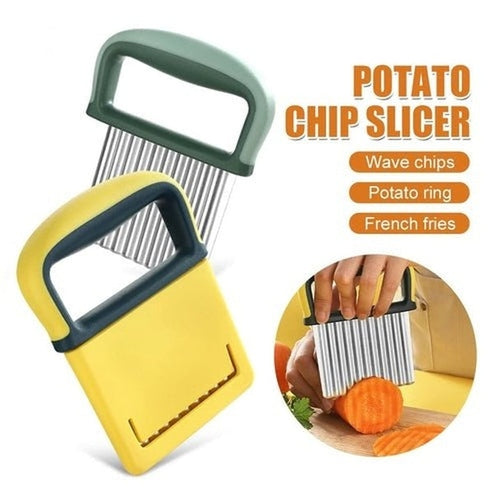 Stainless Steel Crinkle Cut Slicer - Wavy Potato, Vegetable & Fruit Cutter