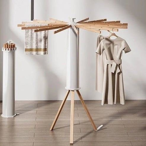 Standing Clothes Hanger | Foldable Wooden Drying Rack for Laundry